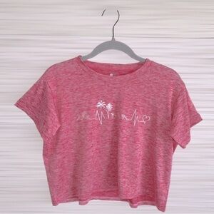 Heart-Beach-Palm Trees Dri-Fit Crop Top